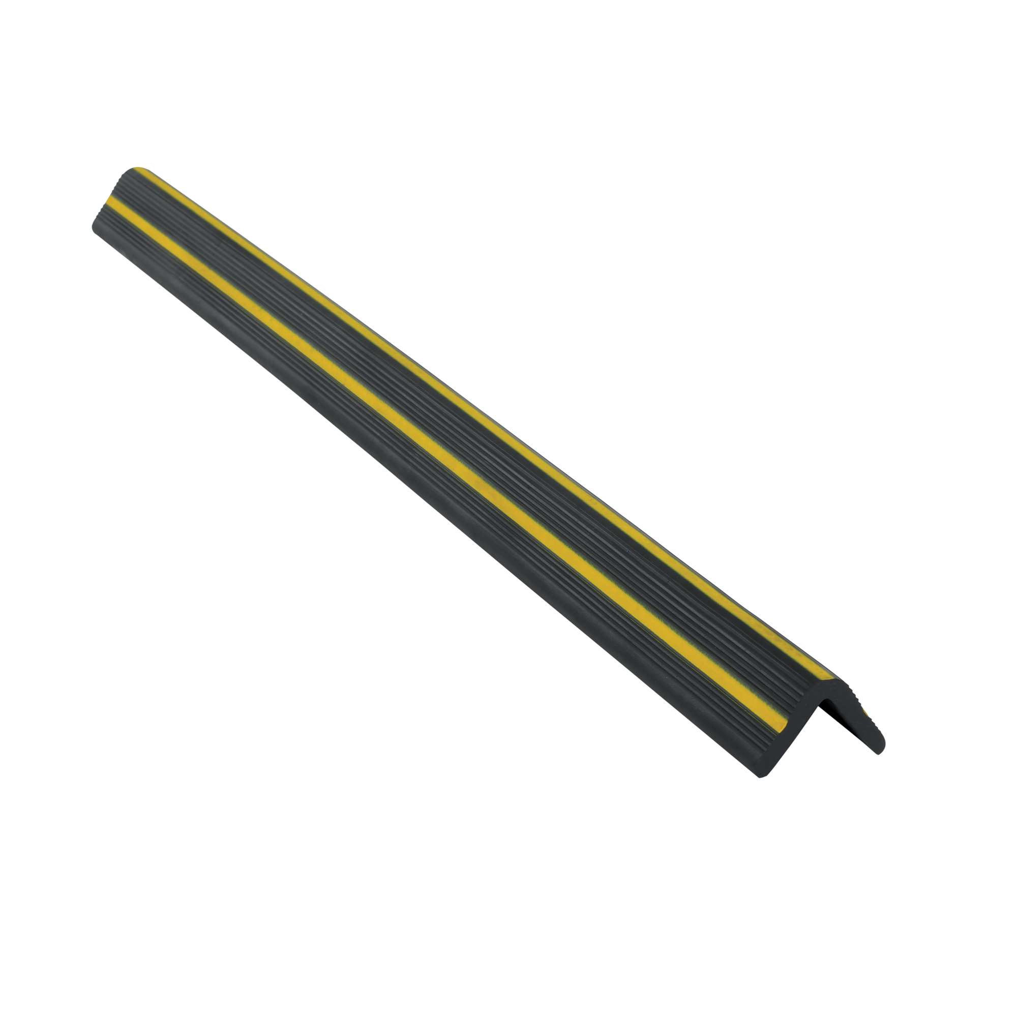 Vestil Rubber PVC Edge Guard — 2in. x 2in., Black/Yellow, Adhesive Strips, Model# PVCG-D